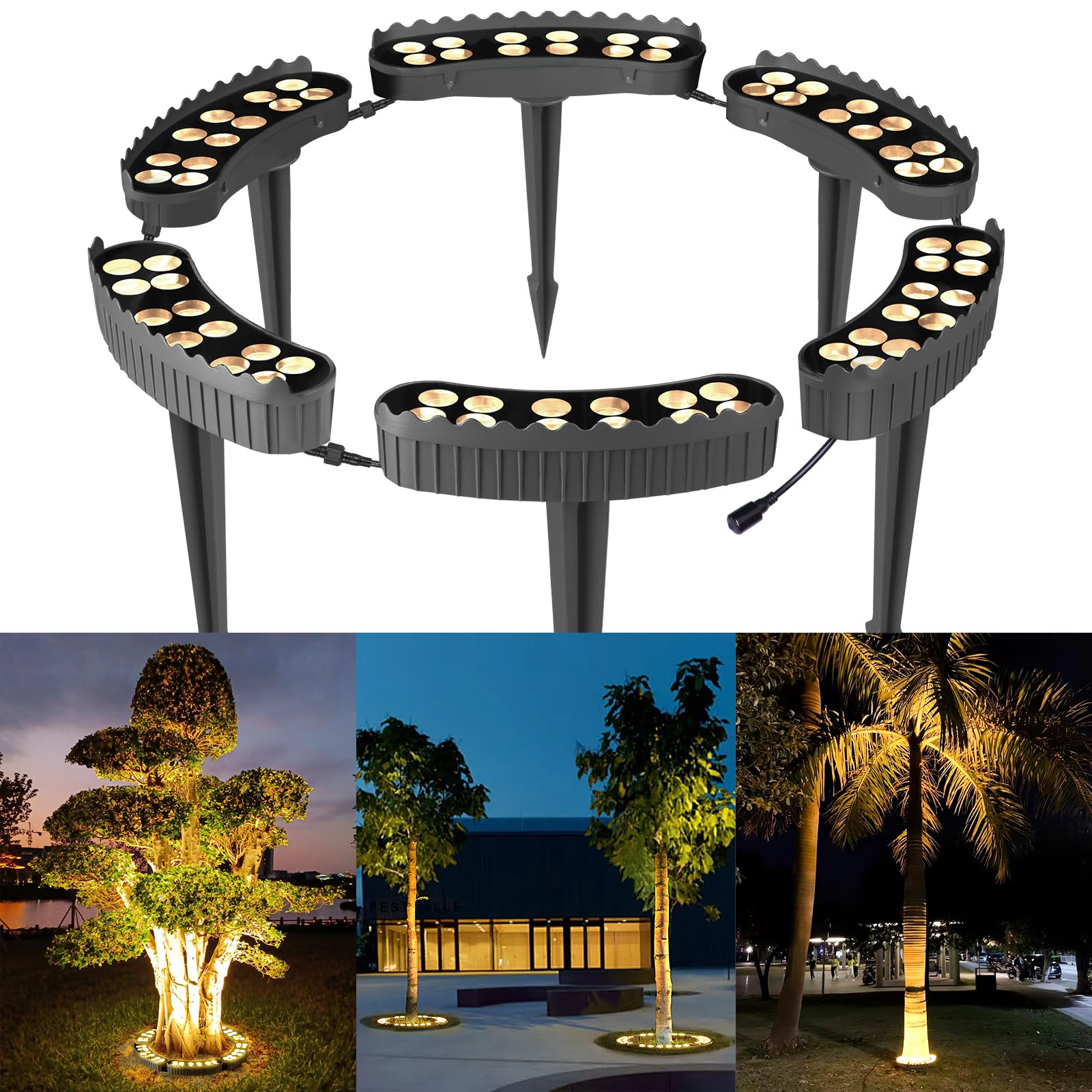 Gardencoin Outdoor Ring Tree Lights, 72W LED Landscape Uplighting